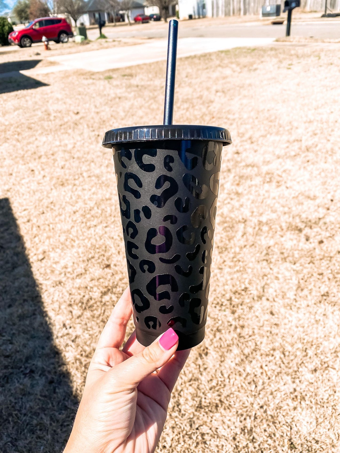 Black Monochrome Leopard Cup