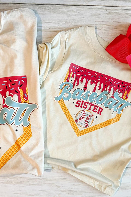 Baseball Sister Drip Bubble Romper + Tee