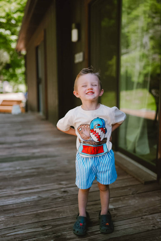 Baseball Sibling Bubble Romper + Tee