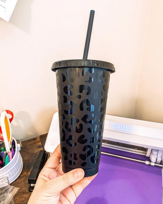 Black Monochrome Leopard Cup