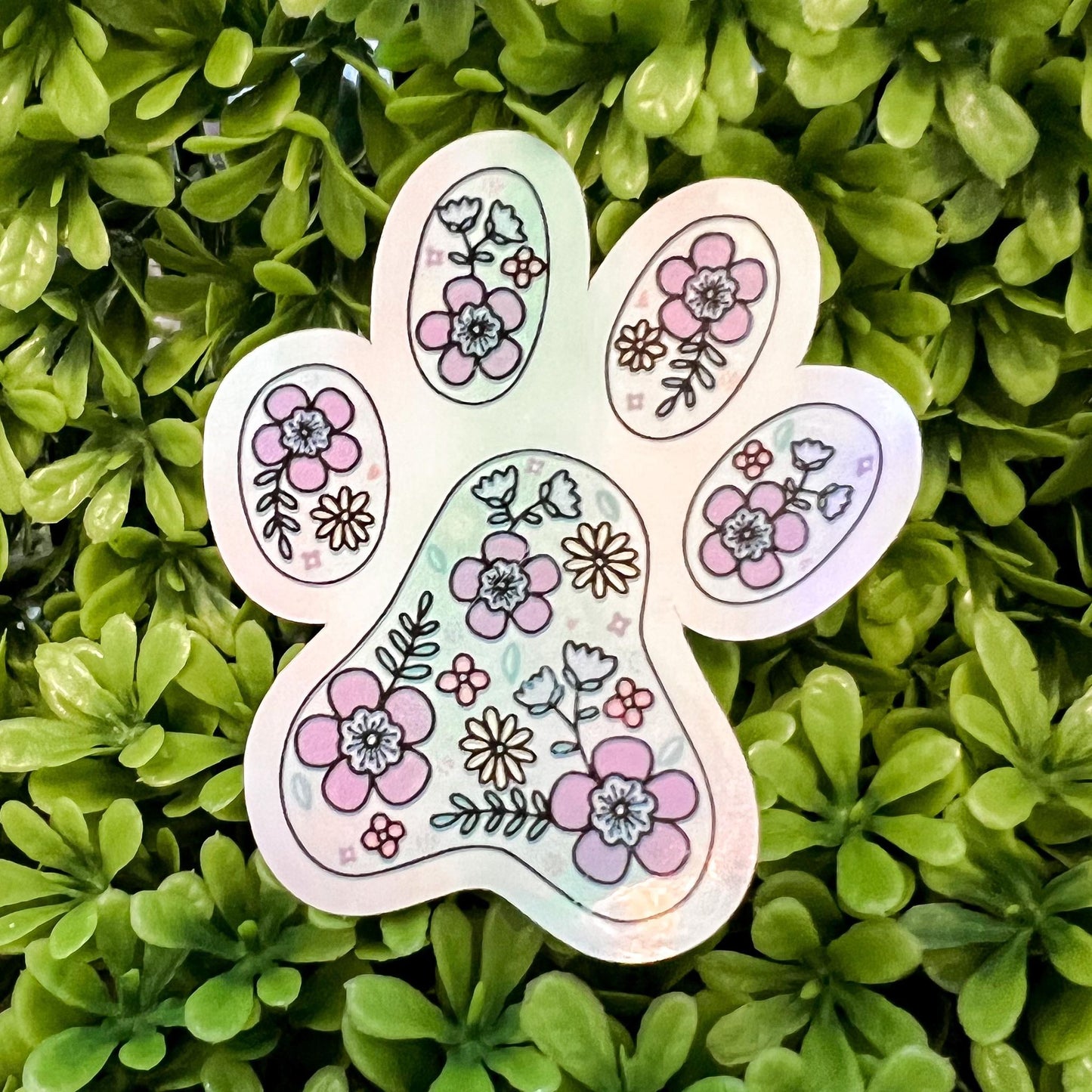 Floral Paw Print Sticker