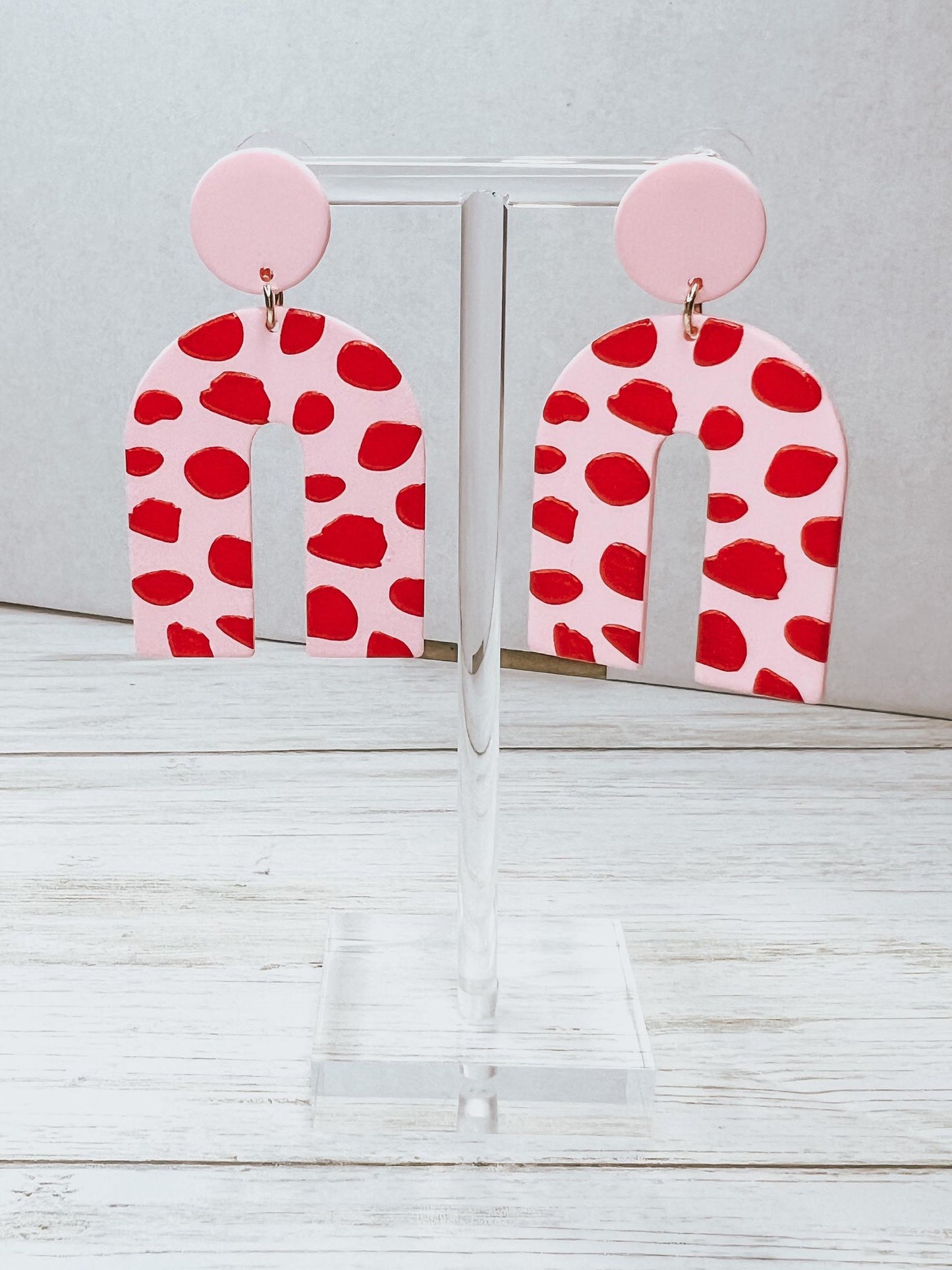 Pink + Red Abstract Earrings