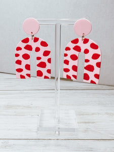 Pink + Red Abstract Earrings