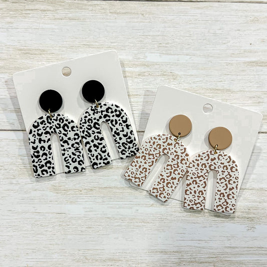 Leopard Print Clay Rainbow Earrings