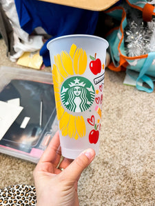 Sunflower + School Icons Starbies Cup